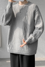 8XL-M圆领毛衣男秋冬季宽松慵懒套头麻花针织衫毛线衣MY19005P68，男装针织衫/毛衣，电商B312