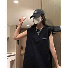 美式vibe潮牌高街文字印花背心宽松运动情侣款无袖t恤HY584TP18，男装背心/马甲，电商A102B