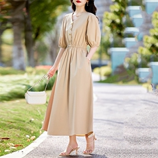 2024年夏季新款休闲气质细带时尚长款大摆女装连衣裙，女装连衣裙，初闻兮
