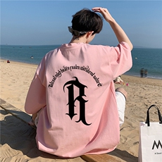 WASSUPCANDY美式哥特字母短袖t恤男夏季潮牌大码宽松休闲体恤衫，男装T恤，电商A426-1(原A430-1)