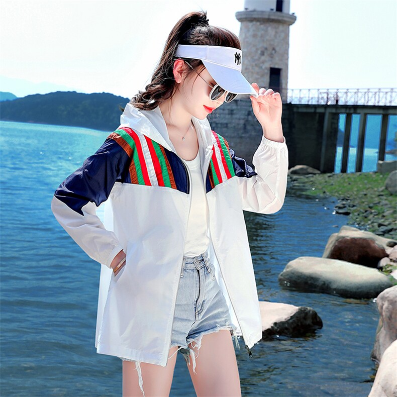 拼接防晒服女款2022年新款夏季薄款宽松外套防晒服女夏防紫外线衫,女装防晒衣,浙宝281