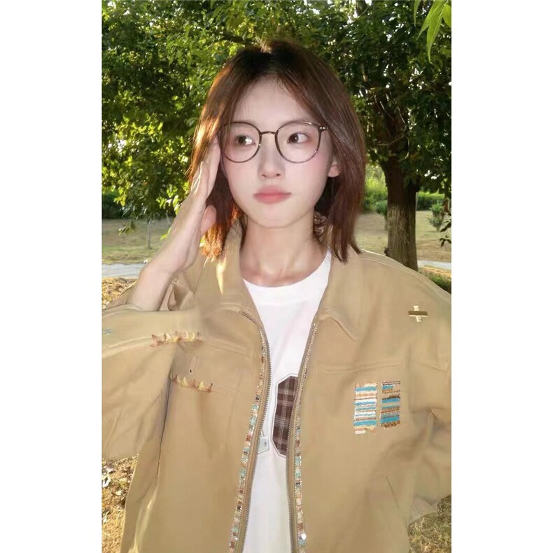 巴恩风休闲夹克男女款宽松设计感翻领棒球服刺绣工装外套W29,男装夹克,星座516A