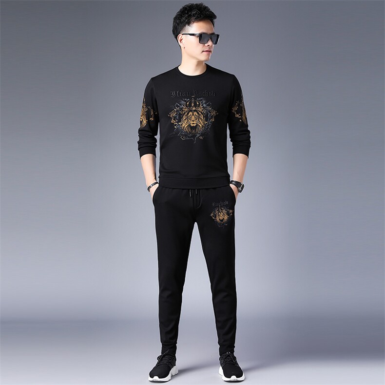 SA8676-2钱塘2020-2中青年男士休闲圆领卫衣套装冬款新款P140,男装休闲套装,钱塘207-2