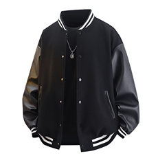数据复古棒球领拼接夹克宽松情侣外套街头棒球服JK2709P65，男装夹克，电商A128