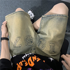 抖音五分牛仔裤潮流简约百搭青少年短裤N01636-P38，男装牛仔裤，星座308B-2