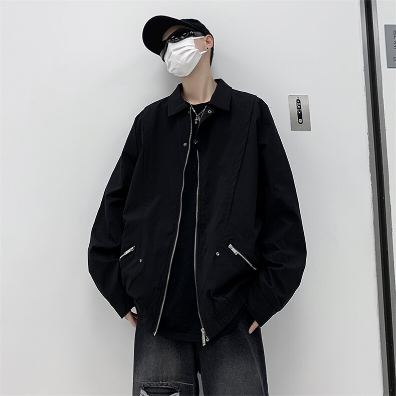 高品质秋款男夹克衫工装拉链纯色休闲冲锋衣外套JK82P65,男装夹克,星座1013-1