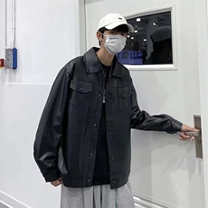 潮青少年秋季休闲刺绣字母PU皮夹克外套男机车皮衣翻领HH3325P57，男装皮衣，星座1013-5