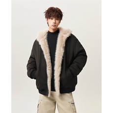 解构座山雕连帽棉服男女宽松解构毛高级毛领棉衣外套2317P118，男装棉衣，星座506-1