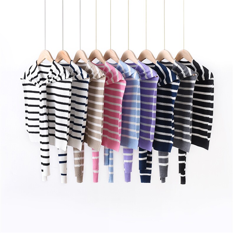 时尚女士条纹针织披肩秋冬保暖小外套多色可选舒适百搭，披肩，暖思雅