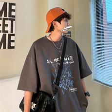 抖音得物二开现货供应220克夏装重磅美式高街宽松短袖t恤MT65，男装T恤，电商A486-1