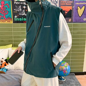 M-7XL码2021秋季新款港风连帽机能工装马甲外套男大码慵懒风控88图片