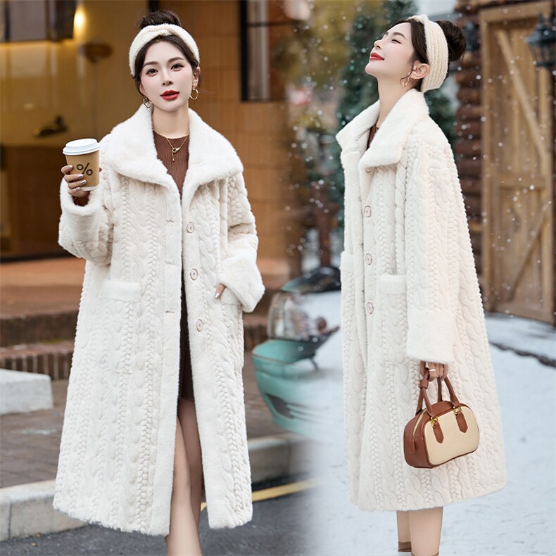 高端2024新款冬装大衣时尚穿搭加绒加厚宽松长款气质立领风衣,女装皮草,江南女神