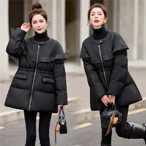 BAO款主推，现货荷叶边拼接短款羽绒服女2025冬季新款保暖外套图片