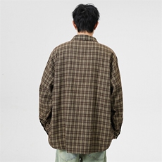 潮流格子衬衫男港风休闲长袖外套青少年男装2377P35，男装衬衫，星座1107-1