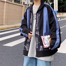 拼接外套新款韩版学生百搭潮流帅气春秋腰果夹克HY060-P70控价89，男装夹克，星座1008