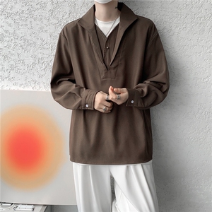 男士春秋免烫新中式男装套头衬衣男士短袖POLO衬衫男款休闲上衣图片