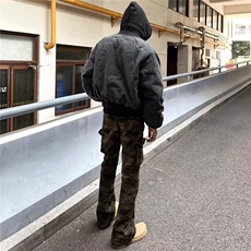 美式高街迷彩裤子男伐木工装裤直筒显瘦修身微喇长裤LY92299-P65，男装牛仔裤，星座1008