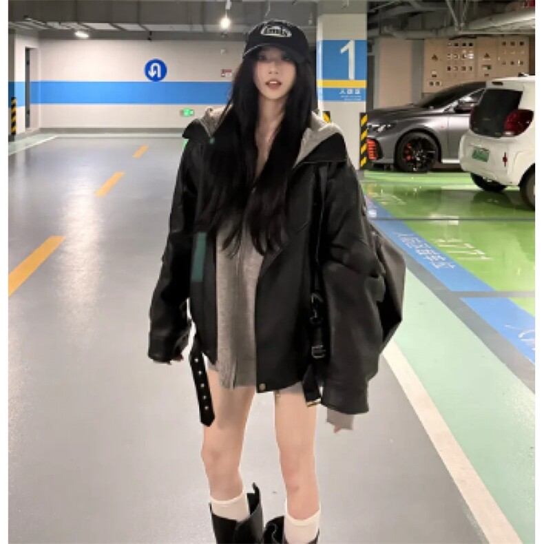 网图直播荔枝纹蛋白皮【伯明翰黑武士】外套JK501-P108,女装短外套,星座1213