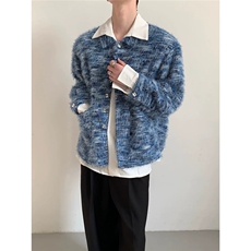 得物二开高街混色仿马海毛衬衫痞帅香风垫肩衬衣外套JK1286-P90，男装衬衫，星座1103-3