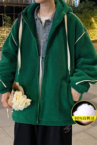 冬装青少年加厚羊羔绒连帽外套保暖羽绒服男女 8153-P195 控价268图片