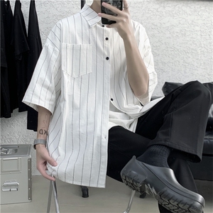 男士韩版流行帅气百搭夏季新款休闲五分短袖工装衬衫 W717-P30图片
