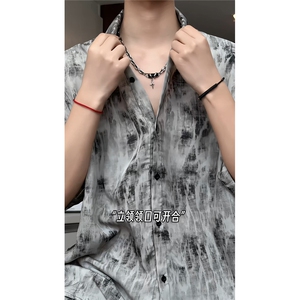 1短袖衬衫男+短裤男套装男聚酯纤维M-5XL大码TZ78717P50控98图片
