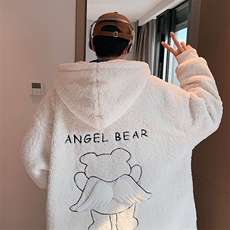 冬季新款宽松小飞熊刺绣羊羔毛棉服连帽棉袄棉衣A071-1009-P120，男装棉衣，电商A071