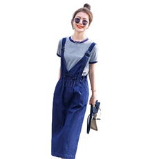 短袖牛仔背带裙套装女2023夏季新款女装两件套，女装套装/套裙，慧尚依恋