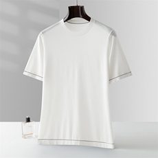男康赛妮纯色圆领短袖2025年夏季套头上衣，男装T恤，晨晟羊绒