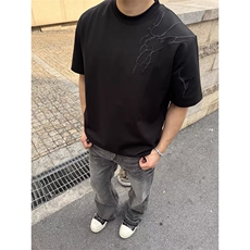 1506/QT5510/P35短袖t恤男潮牌夏季宽松五分袖ins简约印花上衣，男装T恤，星座1506