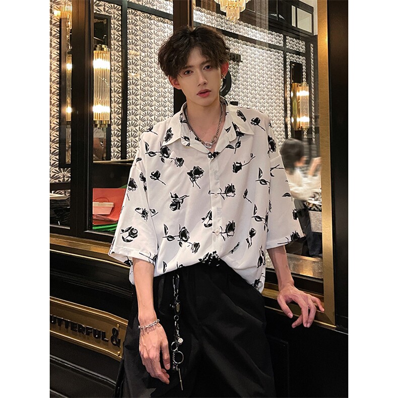 潮男玫瑰花衬衫A071-T20-P38,男装衬衫,电商A071