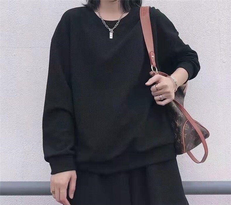 华夫格简约经典卫衣,女装卫衣/绒衫,1+1 MAIN ROAD