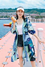 迷彩防晒衣女中长款2023夏新款长袖超仙透气防晒服过膝洋气薄外套，女装防晒衣，可可小西