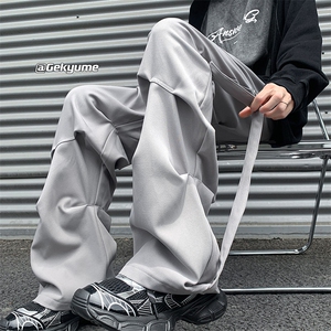 8XL-M 休闲裤男春夏加肥加大码西裤高街显瘦拖地裤9026p68控88图片