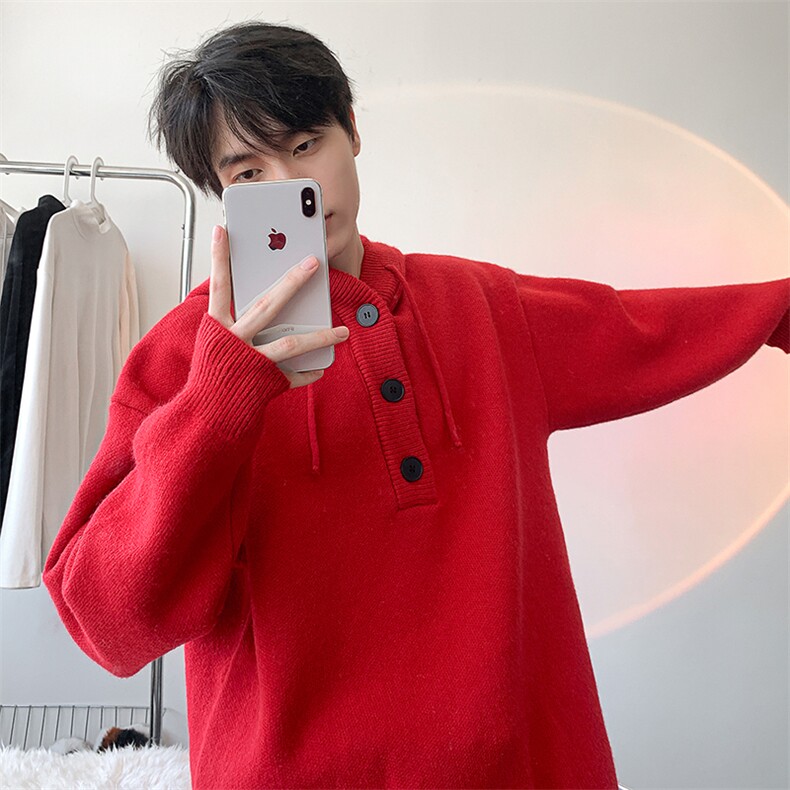 毛衣男秋冬新款港风宽松连帽针织毛衫MYA2-P65，男装针织衫/毛衣，星座214-3