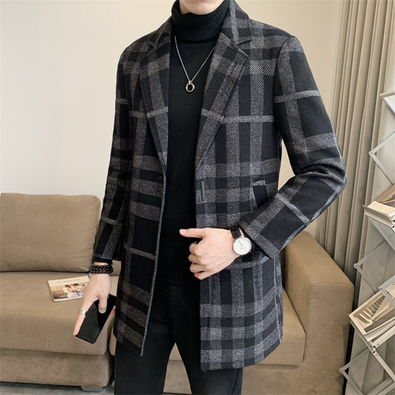 秋冬新款呢子大衣中长款千鸟格大衣外套838-P165,女装短外套,电商A239