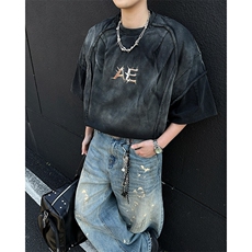 现货！25重工水洗渐变男士脊骨设计解构短袖T恤DX187-P88，男装T恤，电商B288