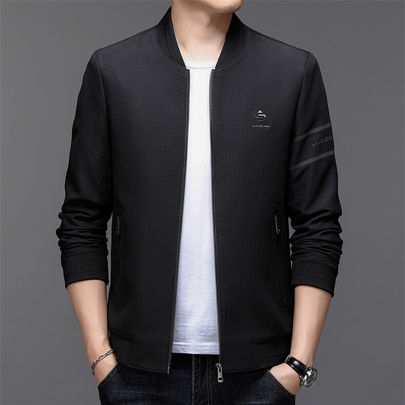 男士2023年秋季新款长袖商务休闲棒球领外套青年拉链夹克图片