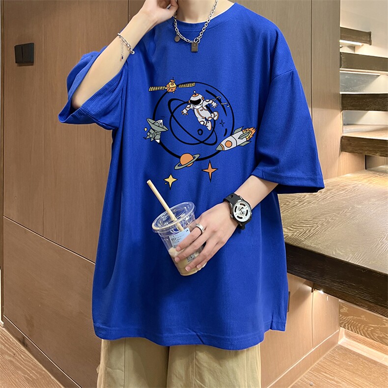 华夫格t恤男短袖男大码五分袖酒店风HT73142-P22,男装T恤,电商A040