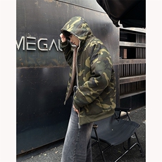 现货！男士高品质迷彩加厚加棉宽松皮草休闲棉服外套MJ1041-p155，男装棉衣，电商B288