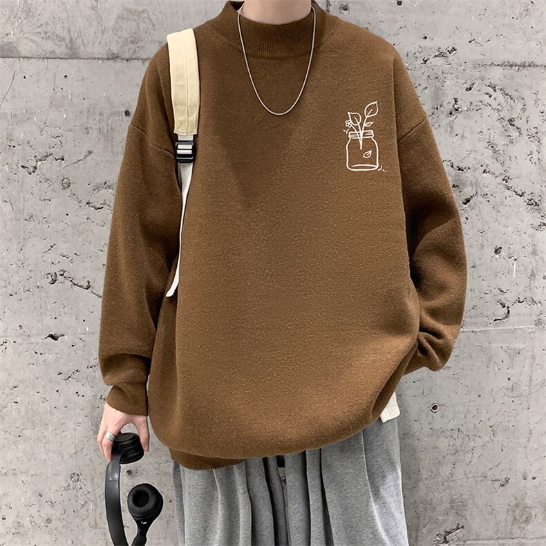 半高领毛衣男大码胖子针织衫毛线衣 M18430-P45 加绒款-P65图片