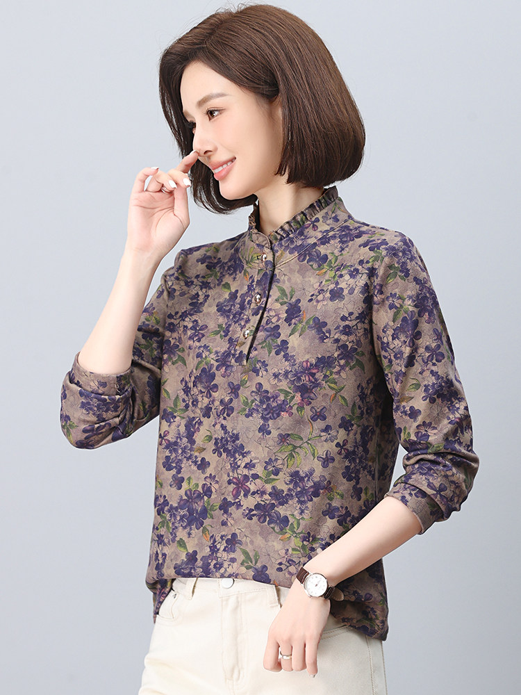 大量现货高领打底衫女秋冬装2024年碎花加绒内搭上衣中年妈妈加厚，女装大码女装，奕阳依阁