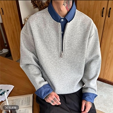 2026年春季新款百搭潮流美式长袖T恤男假两件卫衣C26005-TP48，男装T恤，电商C213(原B265)