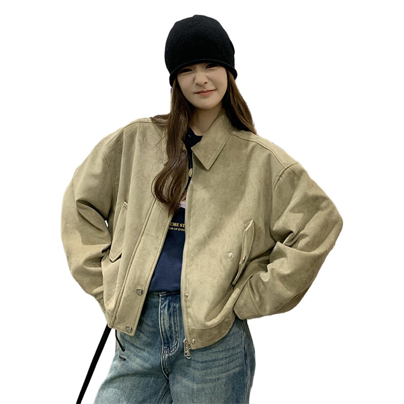 现货麂皮绒短外套HW66P130K188,女装短外套,2D035
