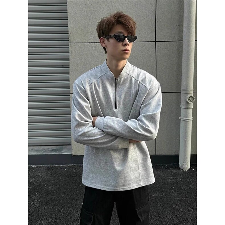 网图半拉链立领卫衣男款cleanfit美式正肩长袖t恤TX8014-特P41,男装T恤,星座1007（原301D）