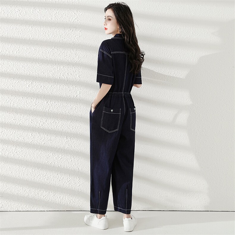 2025夏季新款高级感牛仔连体裤小个子韩版工装连衣裤女气质显瘦,女装连体裤,梦懿尔