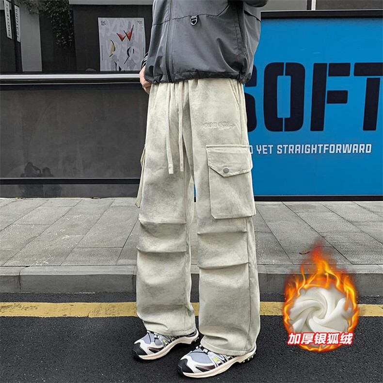 薄款改加绒扎染加绒银狐绒男大码拖地休闲裤K1448J加绒-特P50控88,男装卫衣,电商A001-1