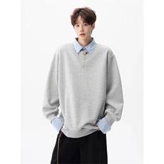 韩版polo衫假两件撞色拼接卫衣长袖男春秋翻领宽松上衣WYA19P48，男装Polo衫，星座1013-5