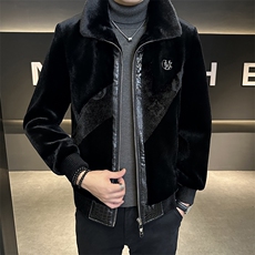 爆品冬季男士时尚加厚仿皮草保暖爸爸装商务夹克外套ZX8932-P230，男装夹克，星座1105-3