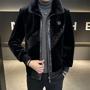 爆品冬季男士时尚加厚仿皮草保暖爸爸装商务夹克外套ZX8932-P230图片